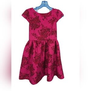 Baker by Ted Baker Girls Size 14 Short Sleeve Bow Fit & Flare Floral Dress Pink‎